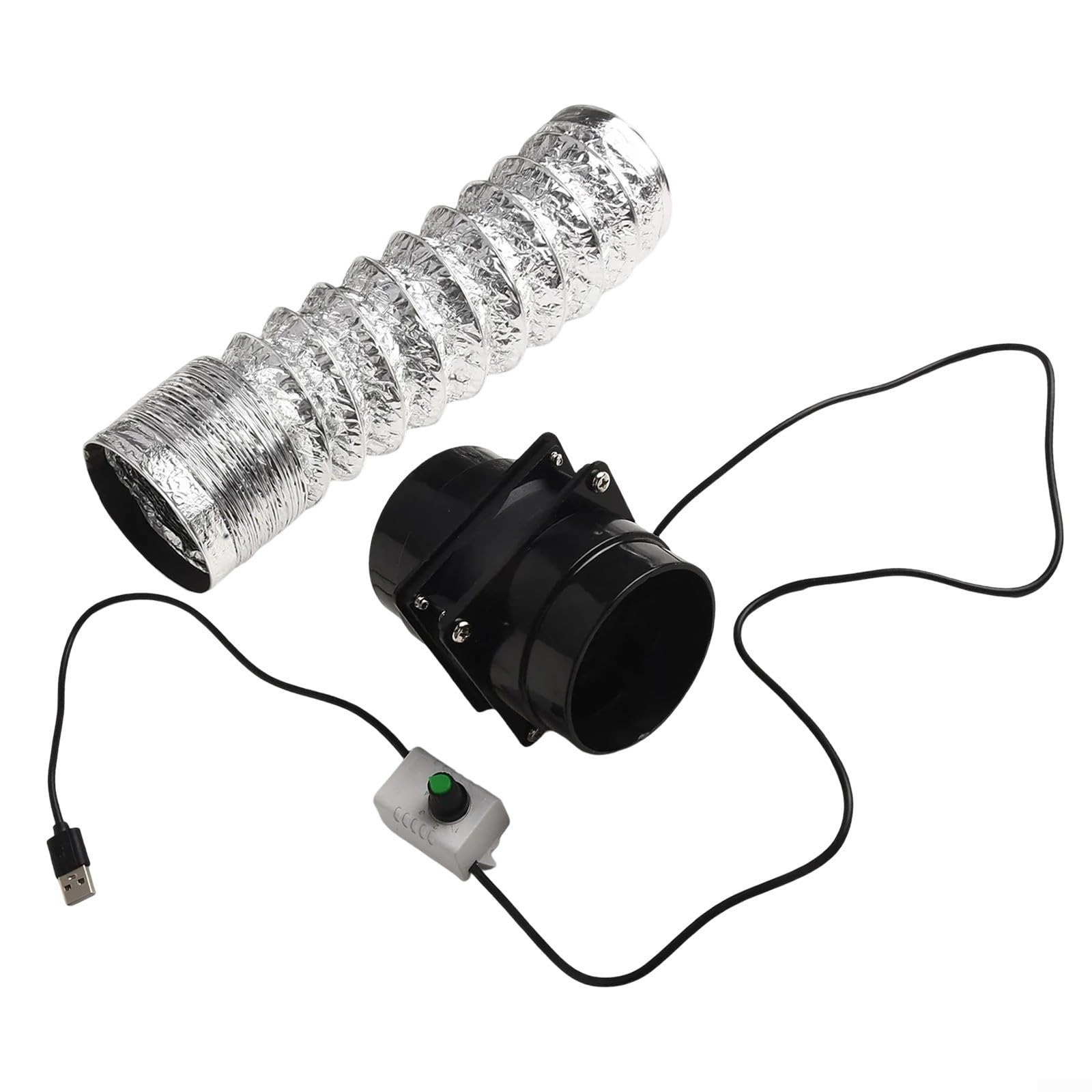 Leiser USB-Abluftventilator Mit Geschwindigkeitsregelung Für Küche, Energiesparender Rohrventilator Zur Luftzirkulation, Kompakter Lüfter Mit 5W Leistung, Lufter Ventilator(With 100cm pipe)