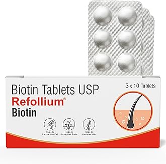 Refollium Biotin Maximum Strength For Hair Growth & Hair Fall Control (ONE TABLET DAILY AFTER FOOD) (1 month supply)