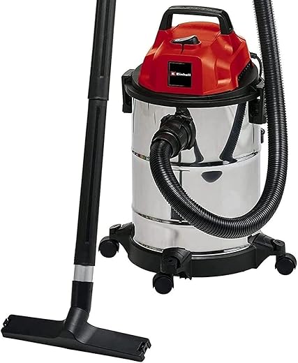 Einhell Wet and Dry Vacuum Cleaner 1250W, 20L Stainless Steel Tank, Blow Connection, 4 Castors, Ø 36mm Suction Hose + Extension, Floor Nozzle, Filters TC-VC 1820 S
