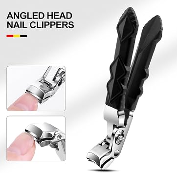 Nail Clippers, Wide Jaw Slanted Head & Long Handle Ergonomic Design for Thick Toenails, Professional Stainless Steel Toe Nail Clipper for Men and Women