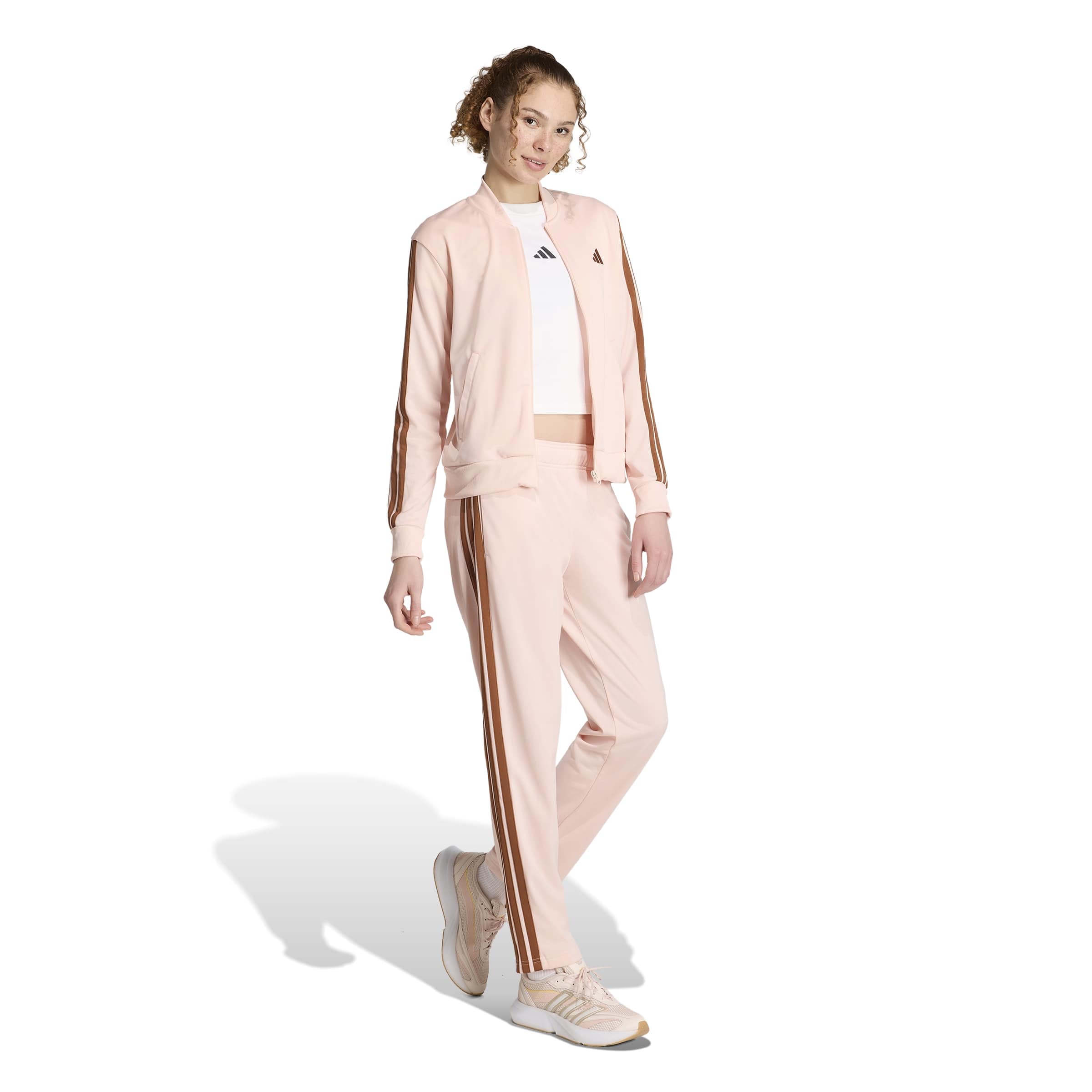 adidas dames ESSENTIALS 3-STRIPES TRACKSUIT, blush pink, M