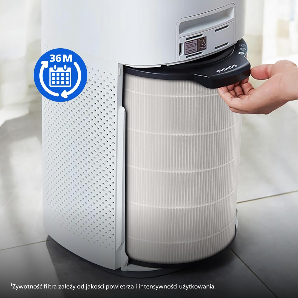 Philips Oryginalny filtr wymienny do oczyszczacza powietrza serii 4000i, AC3854, AC3858, AC4236, filtr NanoProtect HEPA + węgiel aktywny, skuteczność i żywotność do 36 miesięcy (FY4440/30)
