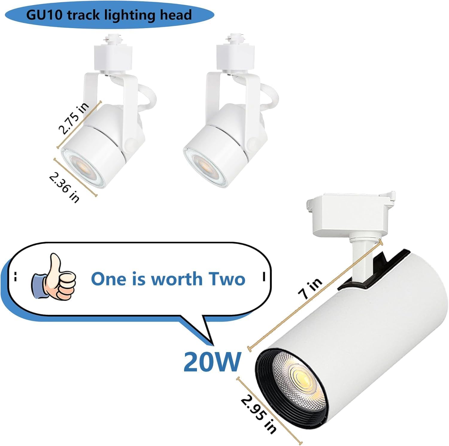 Brightened Track Lighting Heads and Rails Kit, 20W 4000K Nature White Plug in LED Track Lights Kompatibel mit H-Type Track Light System mit 4x1m Track Rails