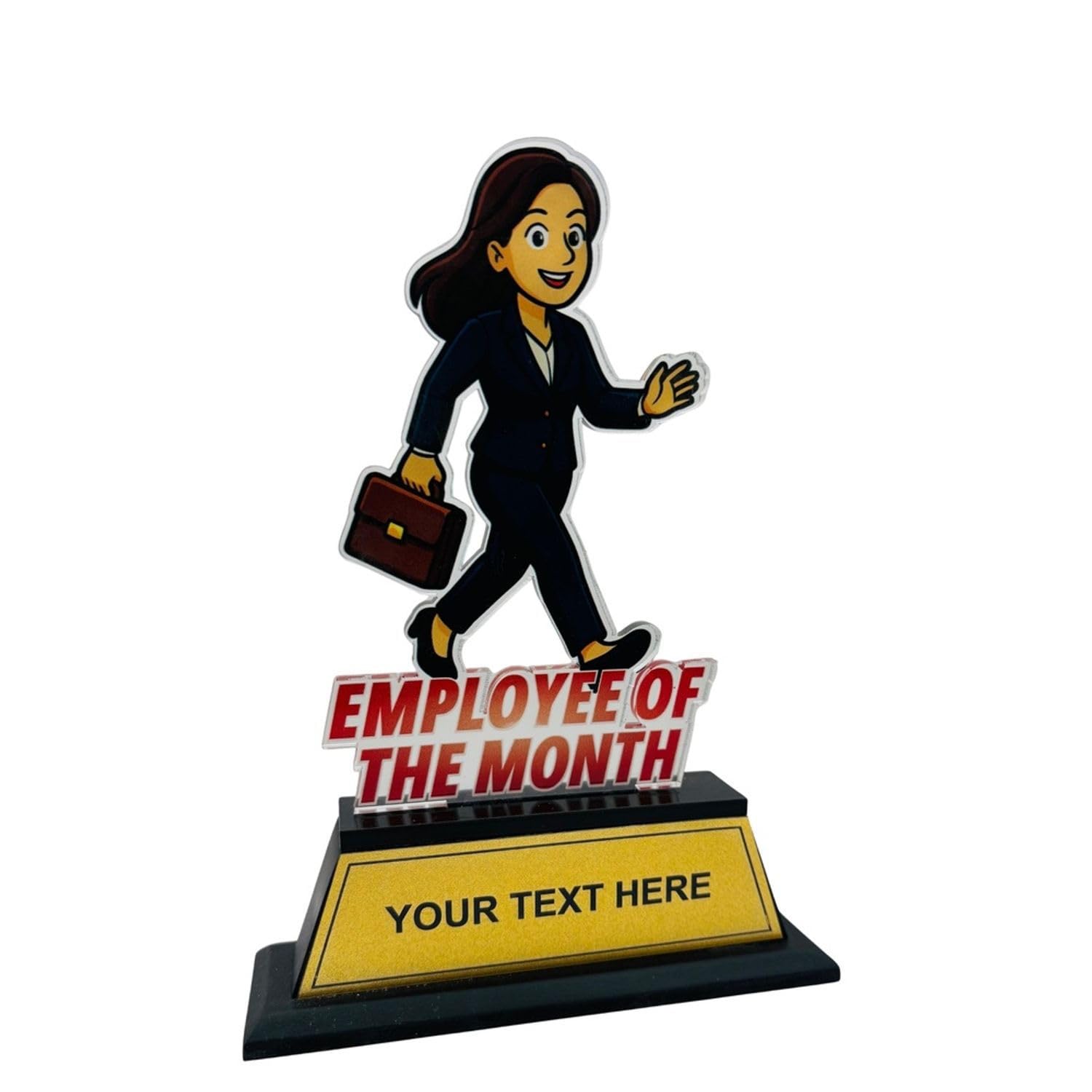 Employee of the Month Trophy Acrylic Award 8 Inch Custom Corporate Trophy with Wooden Base | UV Printed Glossy Finish | Office Recognition Award for Best Performer-picture-13