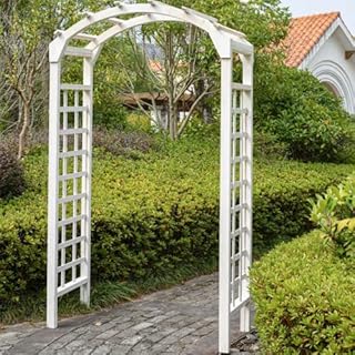BillyOh Wooden Garden Arch Arbour Trellis Outdoor Arches Wedding Decorations Pergola Climbing Plants Flowers Roses Primrose White