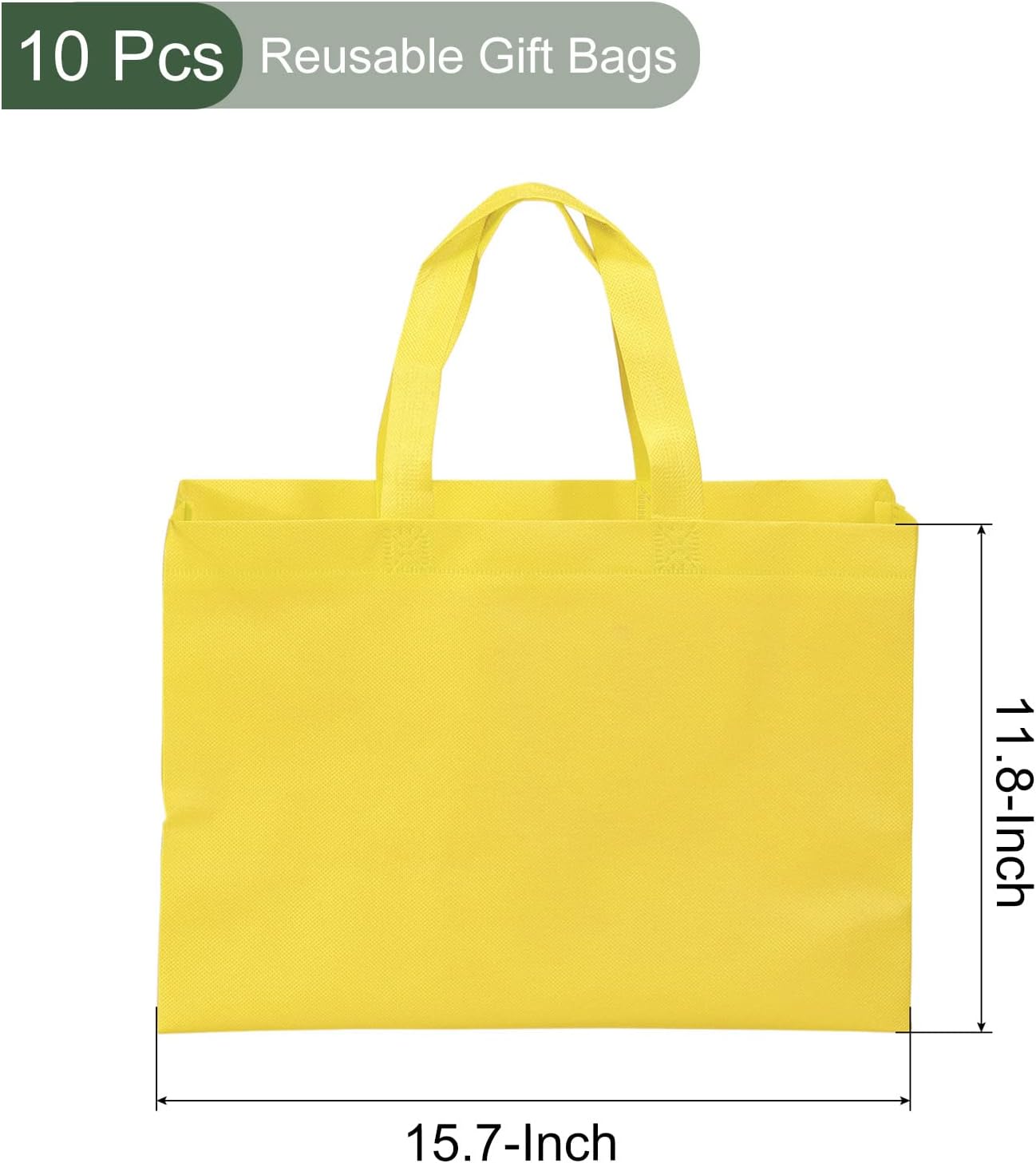 YOKIVE 10 Pack Reusable Gift Bag, DIY Blank Non-Woven Tote Bags, Great for Arts Crafts Grocery(Yellow, 30 x 40cm)