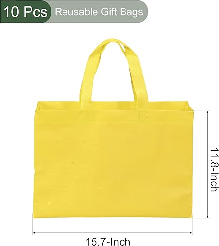 Miniatura 3 de YOKIVE Paquete de 10 bolsas de regalo reutilizables, bolsas de mano no tejidas en blanco, ideales para manualidades, comestibles (amarillo,
