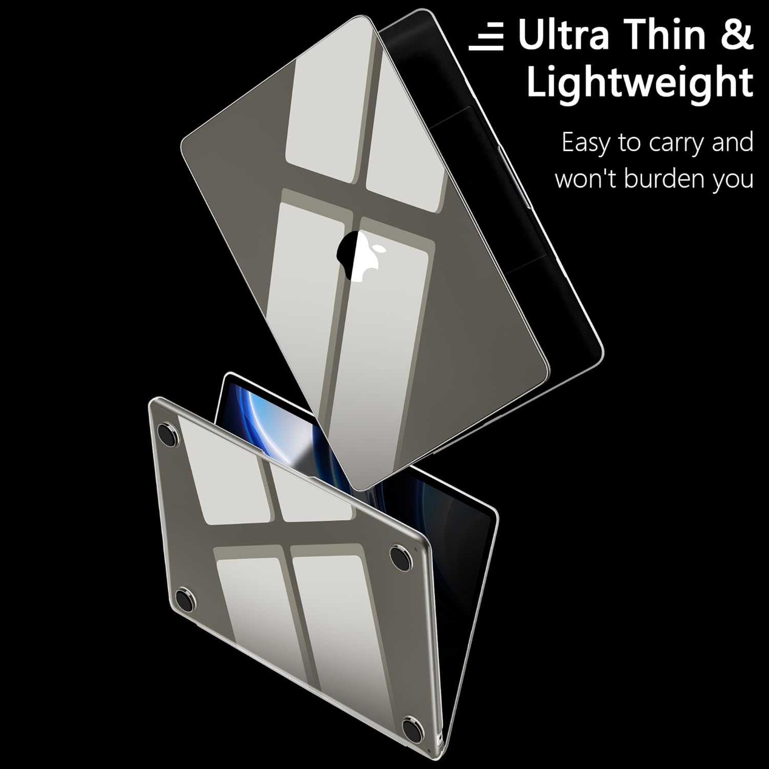 Batianda Premium Crystal Case for New MacBook Air 15 inch M5 2026 2025 M4 2024 M3 2023 M2 Release 1.2mm Lightweight Durable Scratch-Resistant, Easy Install, with Keyboard Cover, Dark Gray