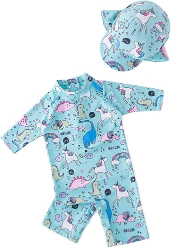 Mays Toddler Girls Swimsuit Rashguard Set Summer Beach Breathable Tankini with UPF 50+ Sun Protection Blue