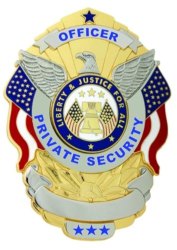 Ryno Gear\'s Private Security Officer Eagle Over Flags Universal Oval Shield Badge with Deluxe Backing 3 Â½â€ x 2 Â½\" (Oval Badge 03, Nickel Brass Badge)