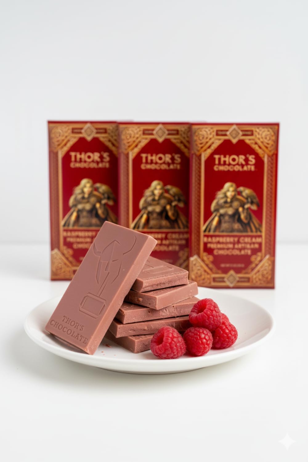 Thor’s Chocolate Aritisan Raspberry Cream White Chocolate Bar (3 Pack), 3 x 3 oz Award-Winning Blend, Bean to Bar, Small Batch, Ethically Sourced, Smooth & Creamy Luxury Gourmet Chocolate, Made in USA
