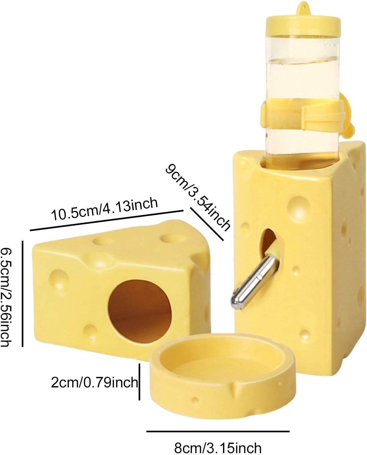 Ceramic Hamster Hideout Cage Accessories Small Pet Hideout Cave with Multifunction Decor, Yellow L