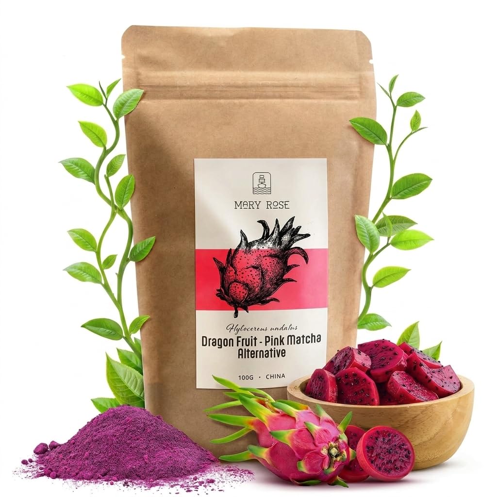 Mary Rose Pink Matcha 100g – Polvere di frutto del drago, polvere di frutto del drago 100% naturale