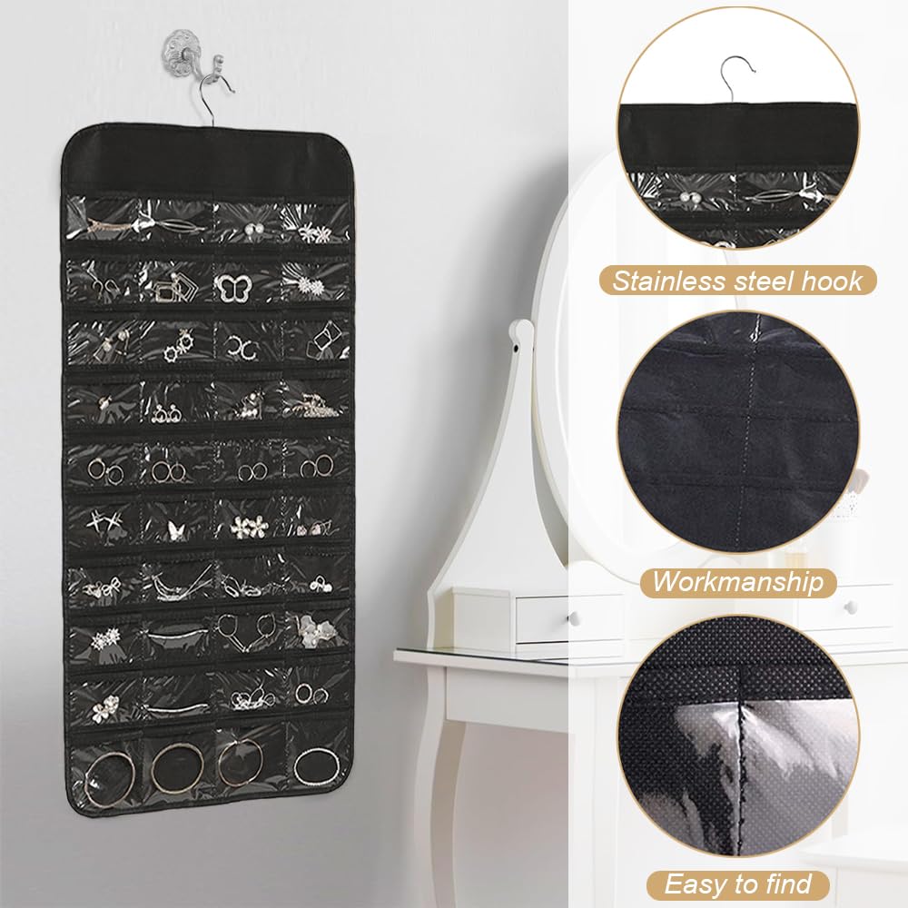Organizer per gioielli da appendere, 80 tasche a doppio lato