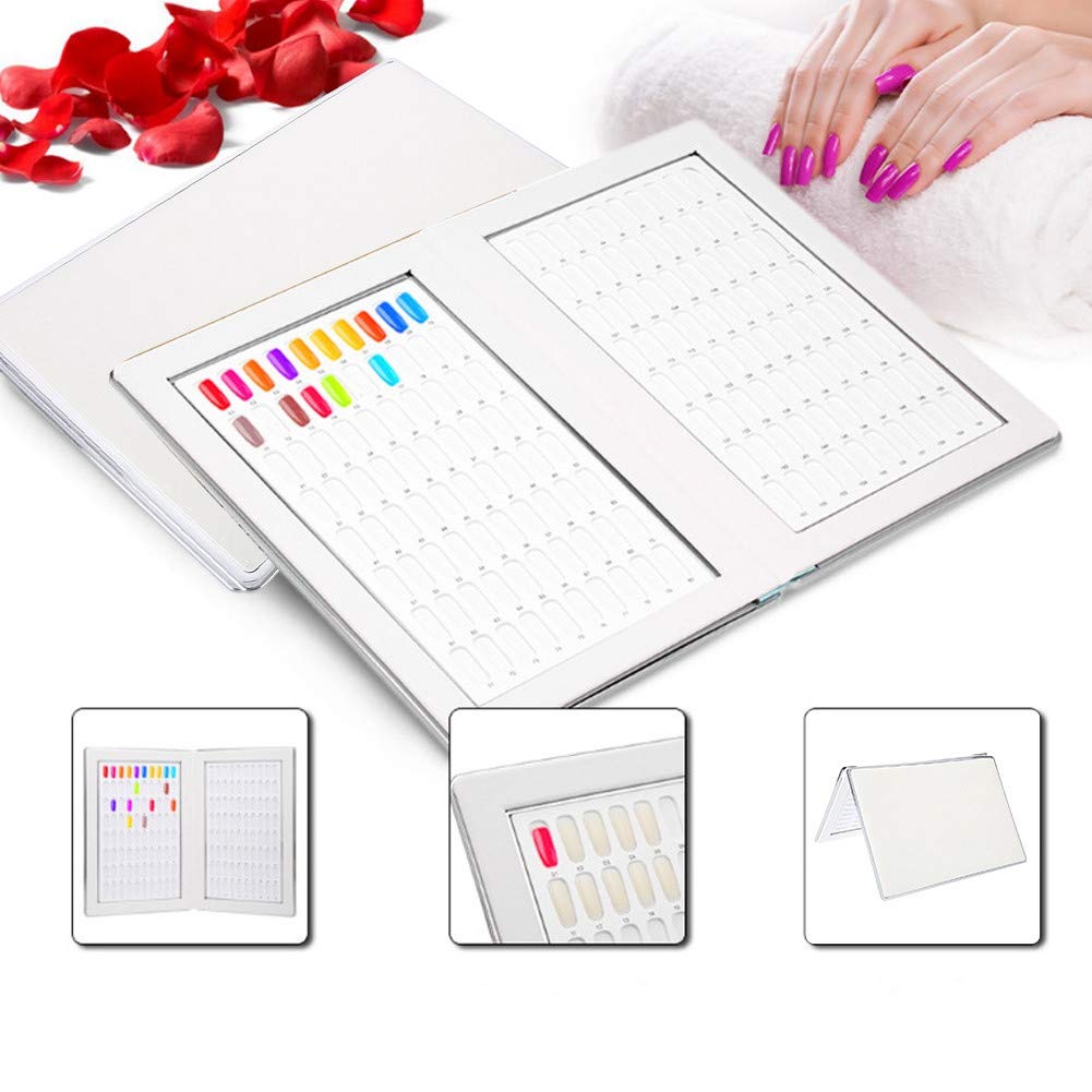 Professional Nail Display Book - Color Chart for Nail Art Supplies, Salon & DIY at Home - Nail Gel Card Practice Color Guide (White)