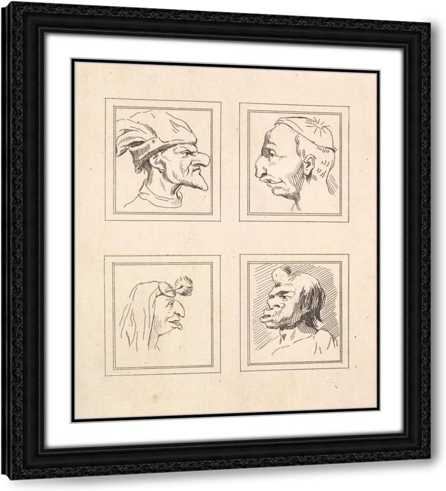 ArtDirect Characaturas by Leonardo da Vinci Pl.05 Custom Framed Art Print Giclee Print or Canvas Options with Various Sizes and Customization by Wenceslaus Hollar