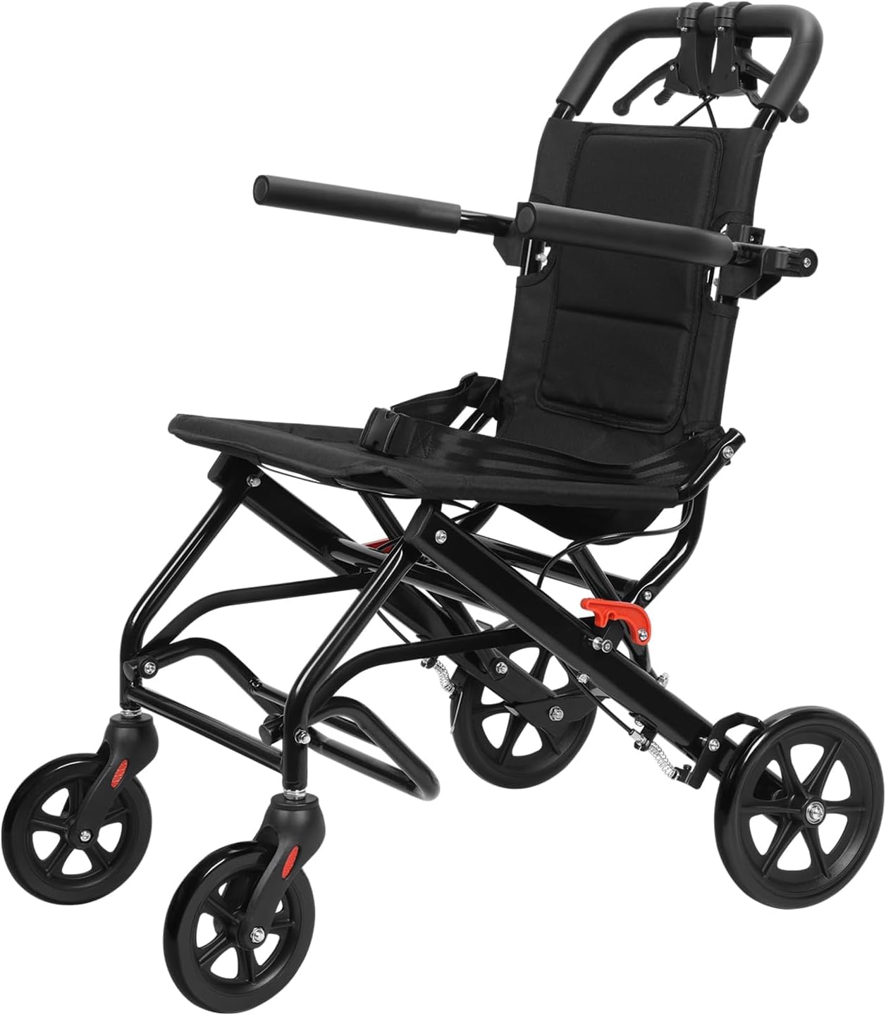 YGNVMCXJG Lightweight Transport Wheelchair Foldable for Adults – Portable Travel Transfer Wheelchair with Brakes, Large Wheels, Airline Travel Approved