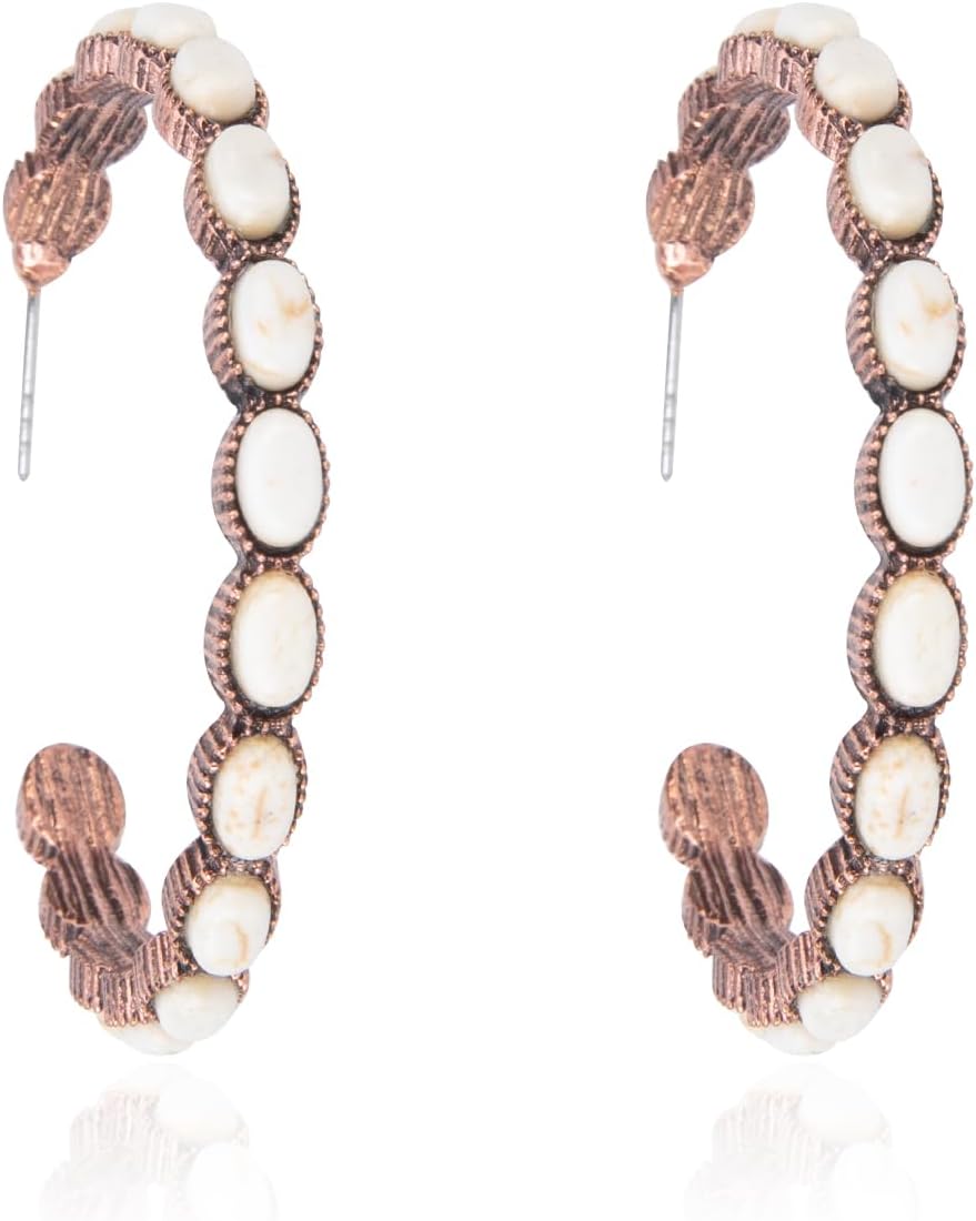 Rustic Couture's Western Hoop Earrings for Women Cowgirl Country Concho Western Statement Jewelry