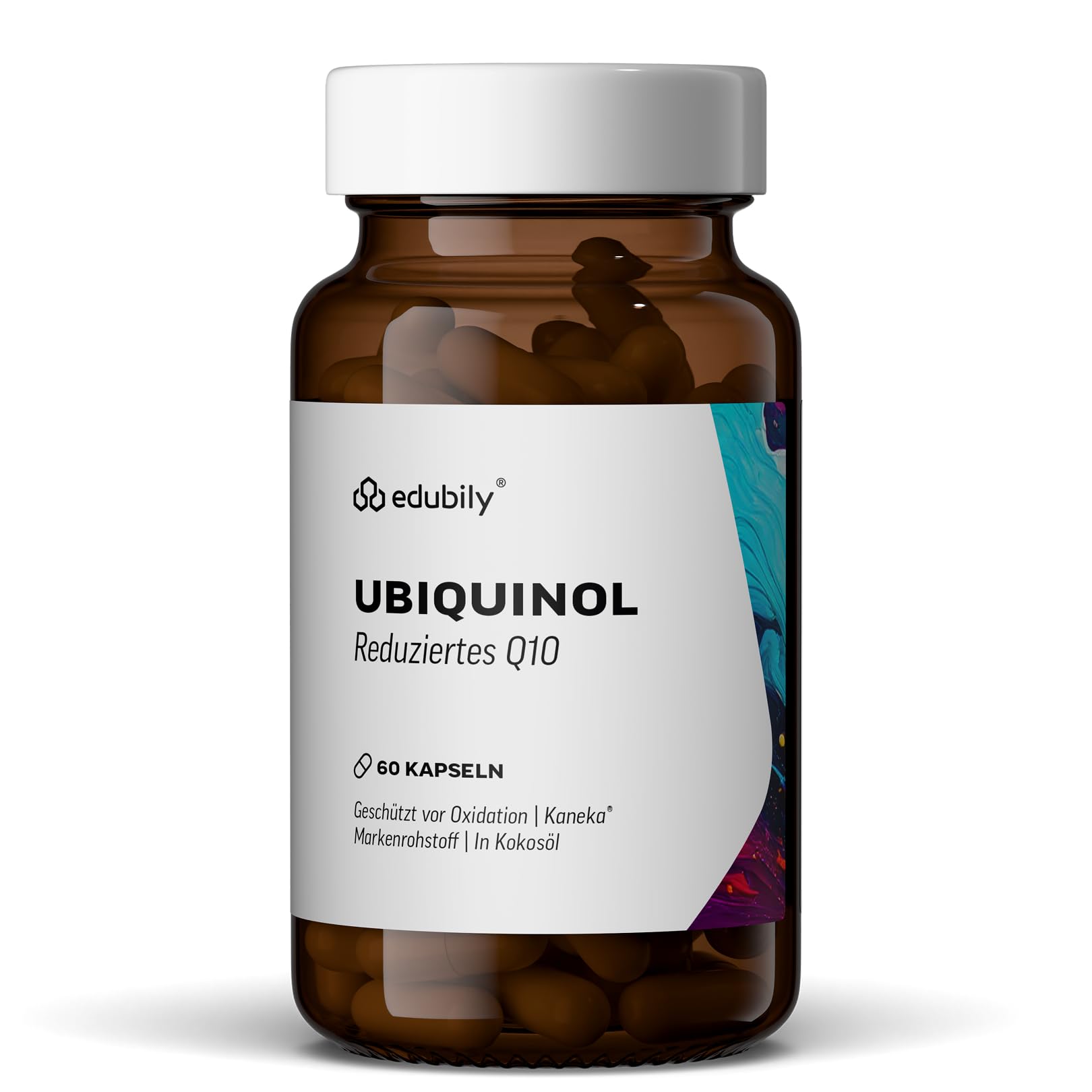 edubily® Ubiquinol Kapseln 100 mg Q10 von Kaneka® (60 Kapseln) | Premium-Markenrohstoff, Mit Kokosöl, Vegan, Laborgeprüft, Made in Germany