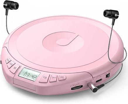 Gueray CD Player Portable CD Dsicman with Earphones for Car with Anti-Skip Shockproof with LCD Display Support PROG Memory Repeat Function