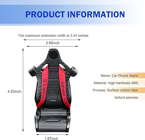Miniatura 2 de Soporte de teléfono para ventilación de automóvil, soporte de teléfono celular de fibra de carbono, giratorio de 360, ajuste adaptativo, universal