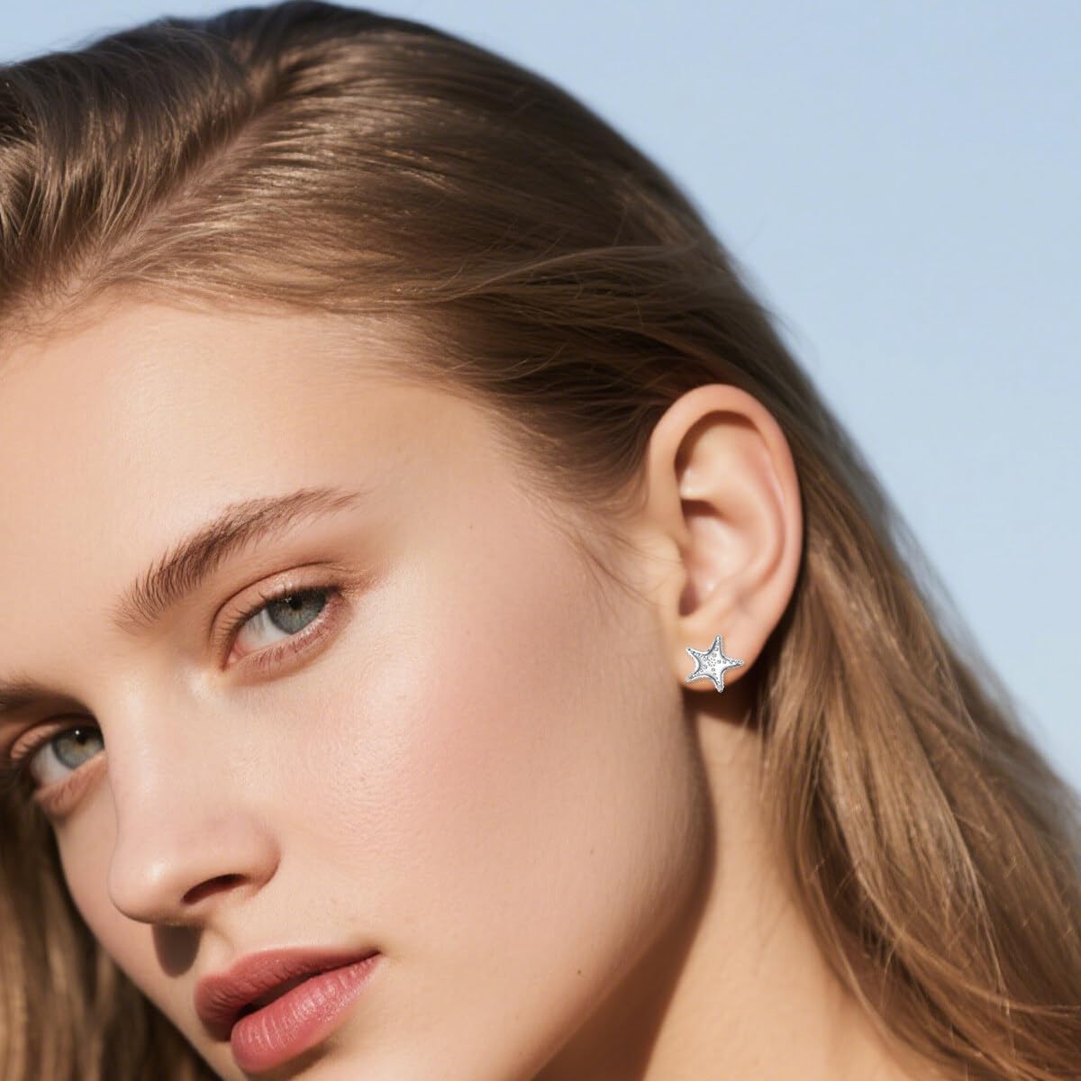 Diamond Starfish Earrings 925 Sterling Silver Starfish Stud Earrings Beach Jewelry for Women - Image 4