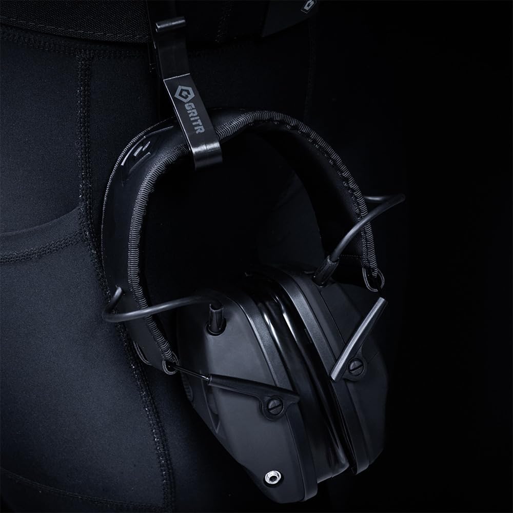 GRITR Electronic Hearing Protection w/EVA Case - Ear Muffs for Noise Reduction w/ 5X Sound Amplification