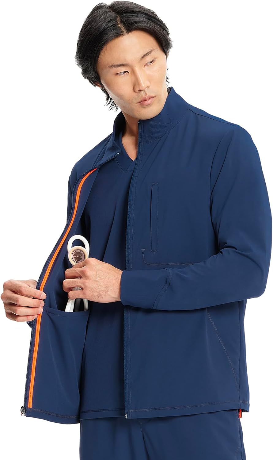 Cherokee Infinity Mens Zip Front Scrub Jacket, Rib-Knit Collar, 3 Pockets, Zipper Chest Pocket – IN350A - Image 4