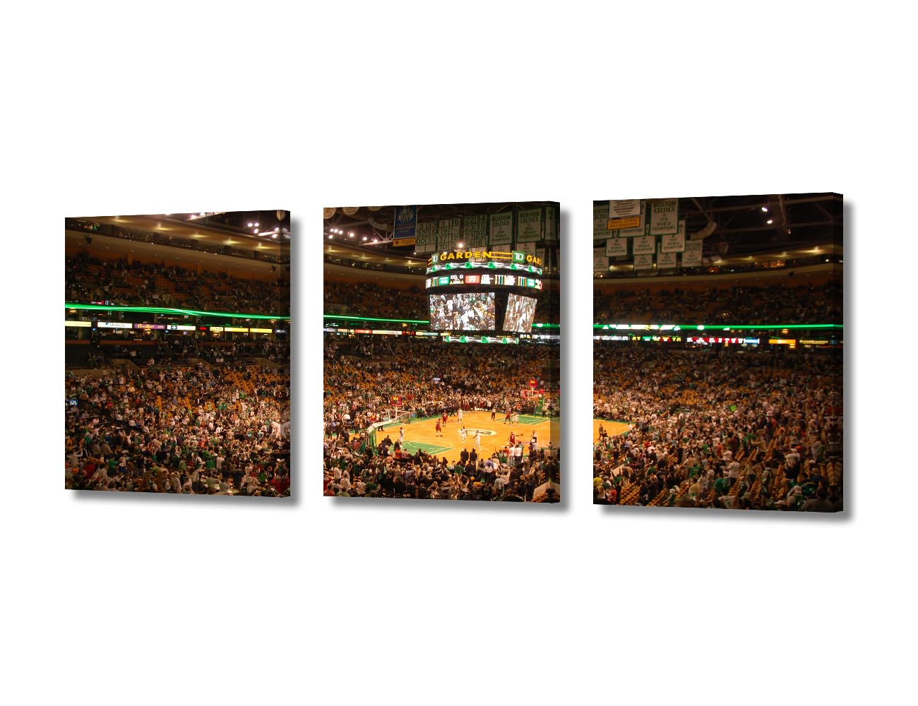 Wall Art for Living Room Boston TD Banknorth Garden Arena Paintings on Canvas American Basketball Pictures Modern Artwork Home Decor Giclee Wooden Framed Stretched Ready to Hang, 36