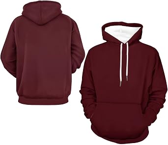 Custom Hoodie for Men Women Personalized Pullover Sweatshirt Customized Lightweight Hoodies with Photo Text Front Back, Burgundy 2XL