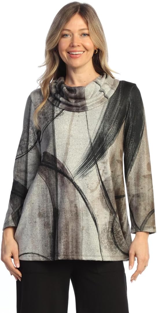 Jess & Jane Abstract Print Brushed Knit Tunic - FB4