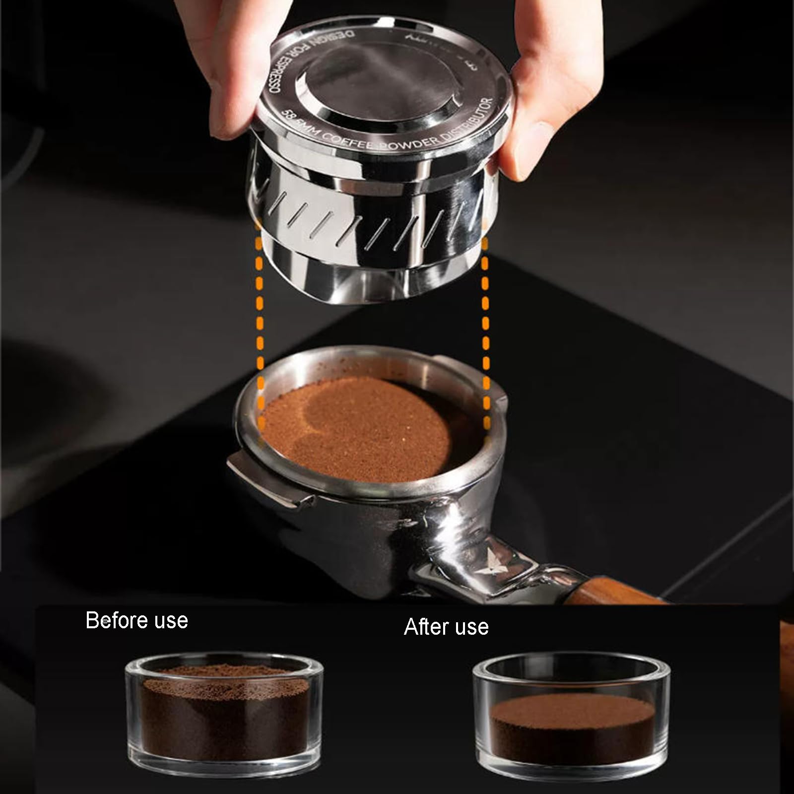 Pressa Per Caffè Espresso Da 3 Pezzi, Con Pressa Per Caffè Espresso A Molla, Distributore Di Caffè - Design A Gravità, Supporto In Legno, Per Portafiltro Da 58 Mm, Accessori Per Baristi