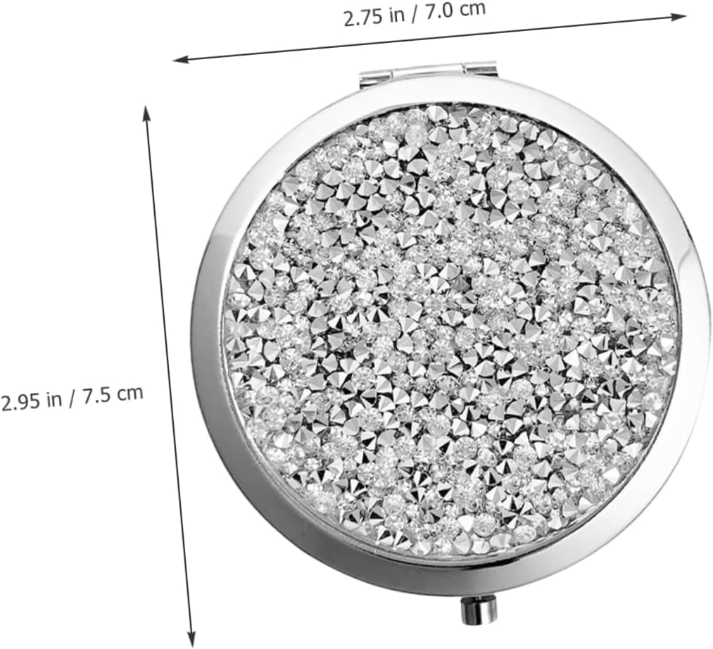 VALICLUD 6pcs Rhinestone Compact Makeup Mirror Double-Sided Magnification Portable Travel Mirror for Weddings and Everyday Use Elegant Design Sparkling Accents