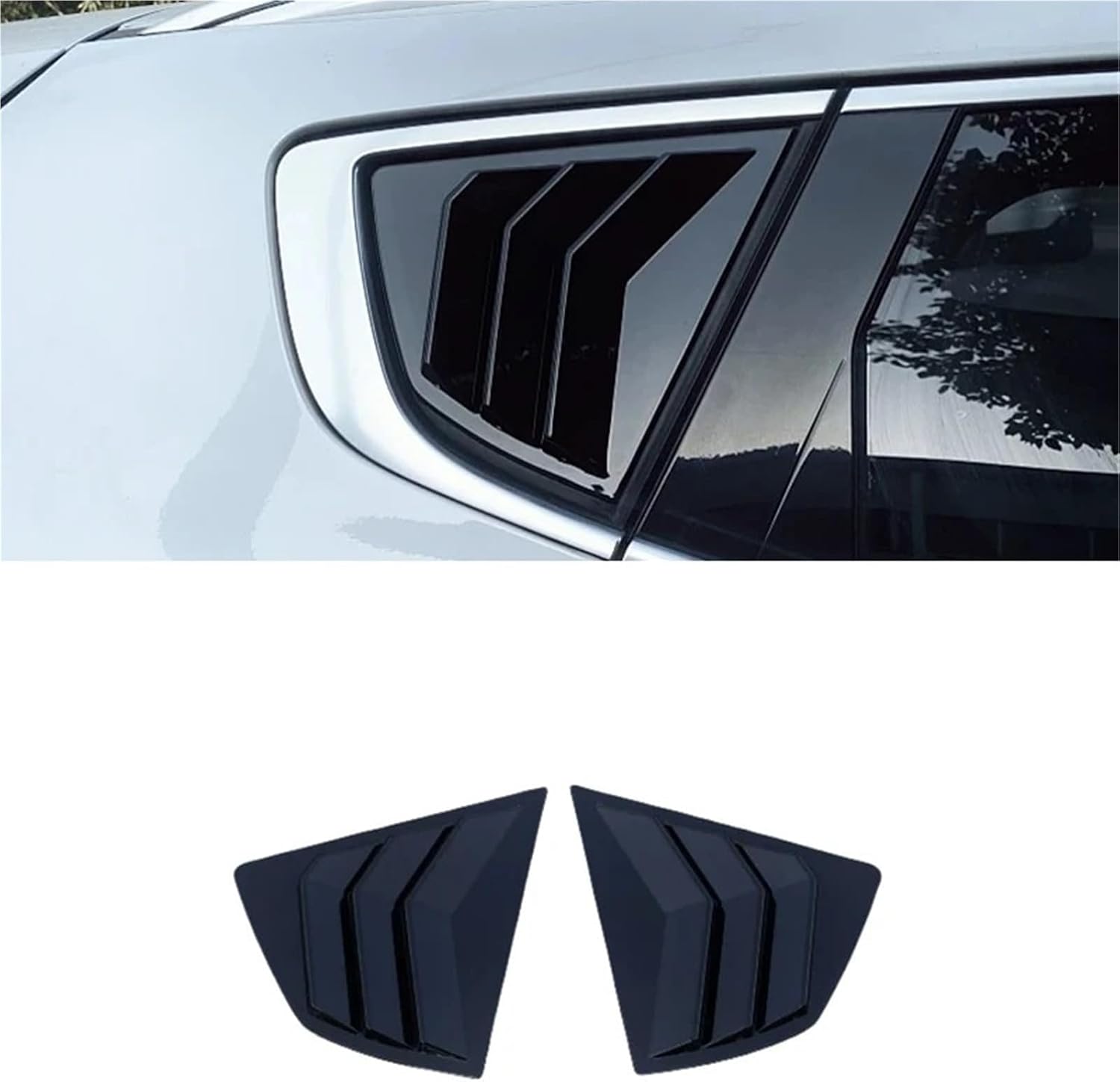 for Haval H6 II MK2 2017 2018 2019 2020 2021 2022 Car Rear Window Triangular Louver Decorative Frame Exterior Modification(2020-2021 Black)