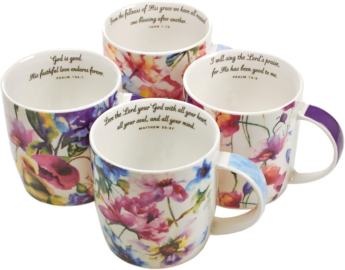 Best Deal Product Christian Art Gifts Ceramic Coffee/Tea Mug Set for Women  Boxed Set/4 Coffee Cups