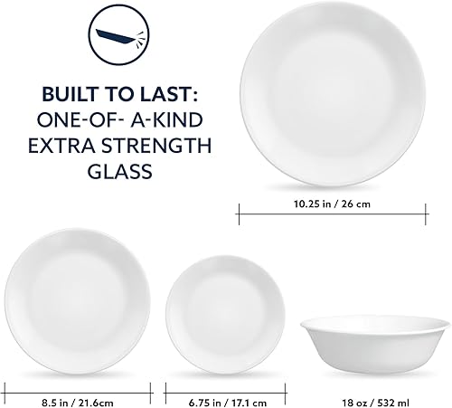 Miniatura 2 de Corelle Vitrelle - Juego de vajilla de 8 piezas para 2 piezas, triple capa resistente al vidrio y al astillado, juego de platos redondos ligeros y