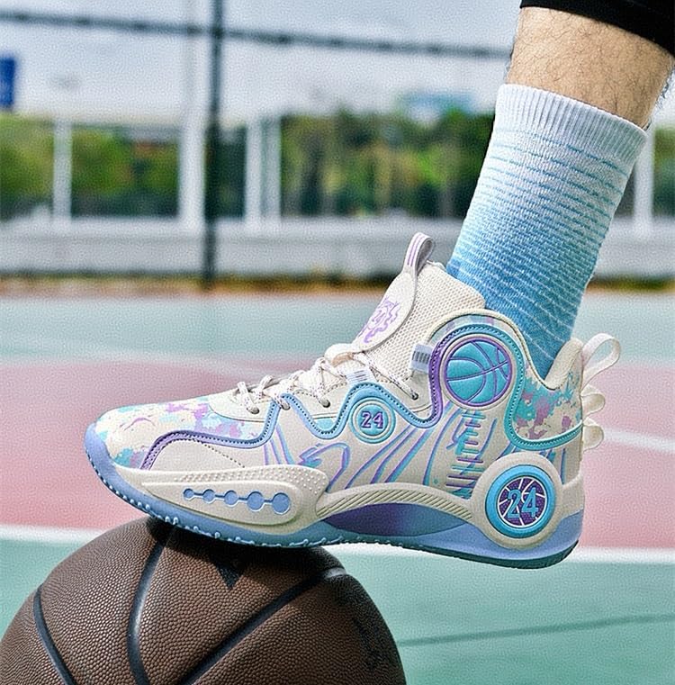 Genérico Zapatillas de Baloncesto caña Alta for Hombre, Ligeras, Antideslizantes, Resistentes al Desgaste, con Agarre Amortiguador, Zapatillas Deportivas Entrenamiento Zapatos para Caminar