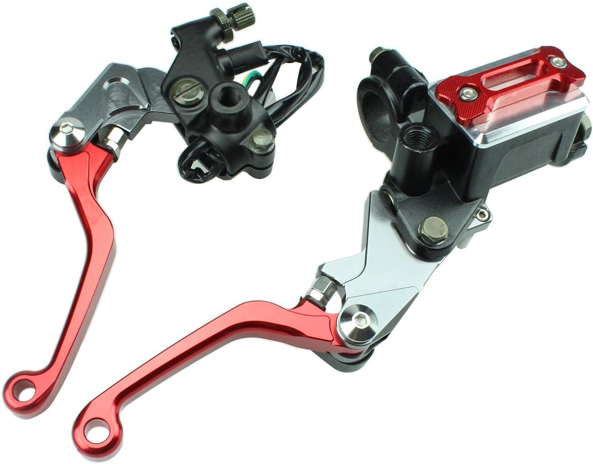 CNC Master Cylinder Hydraulic Brake Cable Clutch Dirt Bike Pivot Levers Replacement Part 50cc-550cc Motorcycle/Motocross/Enduro/Off-Road w. 7/8" 22mm Standard Handlebar (Gold)
