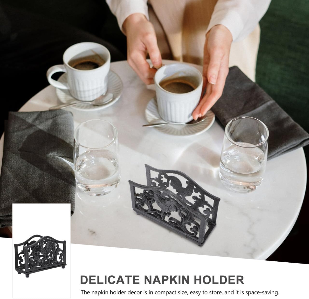 Decorative Iron Art Napkin Holder Elegant Hollow Design for Tabletop Use for Standard Tissue Stylish Napkin Rack for Home