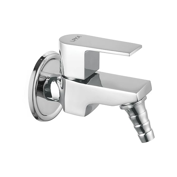 LIPKA Victory Nozzle Bib Cock Brass Faucet with Flange for Washing Machine and Garden Pipes | Chrome Finish Faucet/Tap