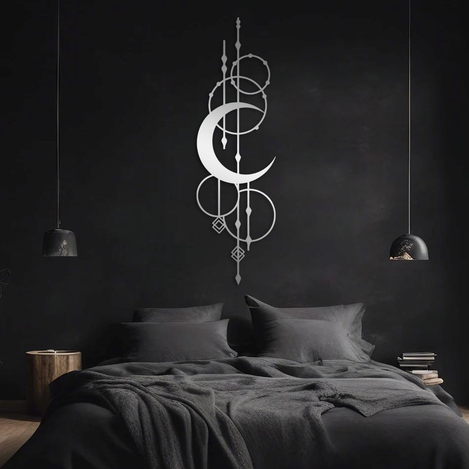 Aportif Metal Moon Wall Decor, Metal Half Moon Decorative Wall Art, Modern Minimalist Geometric Line Boho Wall Decor for Living Room Bedroom Office