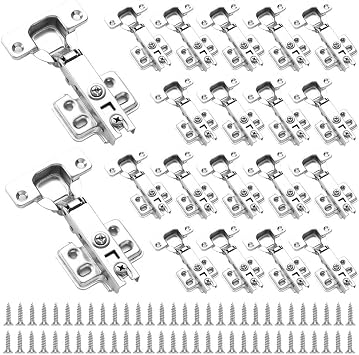 20 PCS Soft Close Cabinet Hinges - Cold Rolling Door Hinge with Screws - Standard Full Overlay Mute Hydraulic Kitchen Cupboard Hinges 20