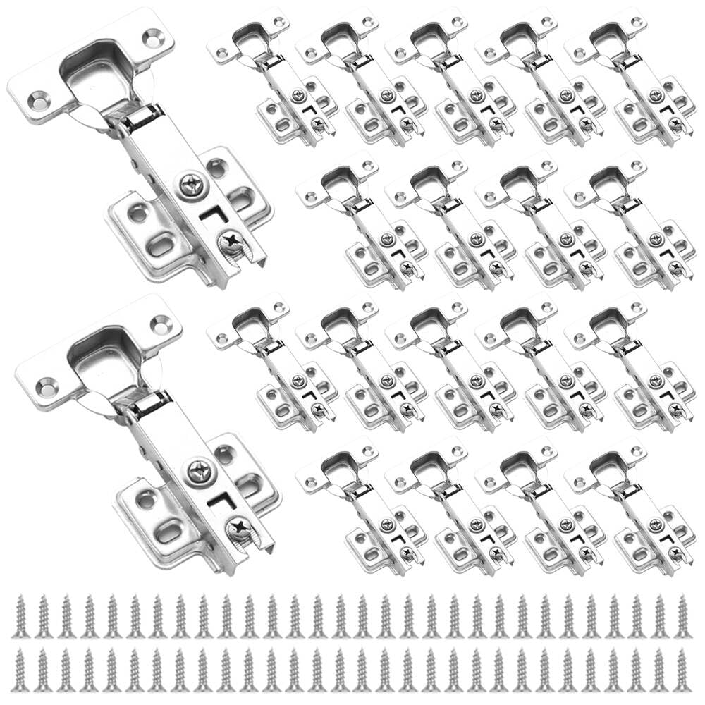 20 cerniere a chiusura ammortizzata per armadietti, cerniere per porte a laminazione a freddo con viti, cerniere standard complete per armadietti da cucina (20)