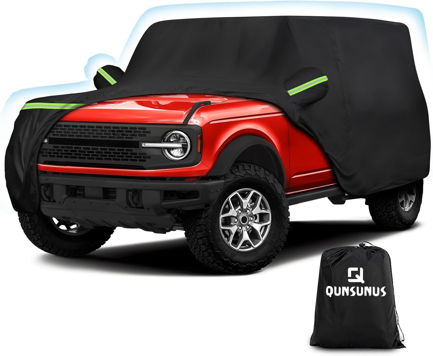 QUNSUNUS 6 Layer SUV Car Cover for Bronco 4 Door Car Cover Waterproof All Weather 210D Windproof Fit for Bronco 2021 2022