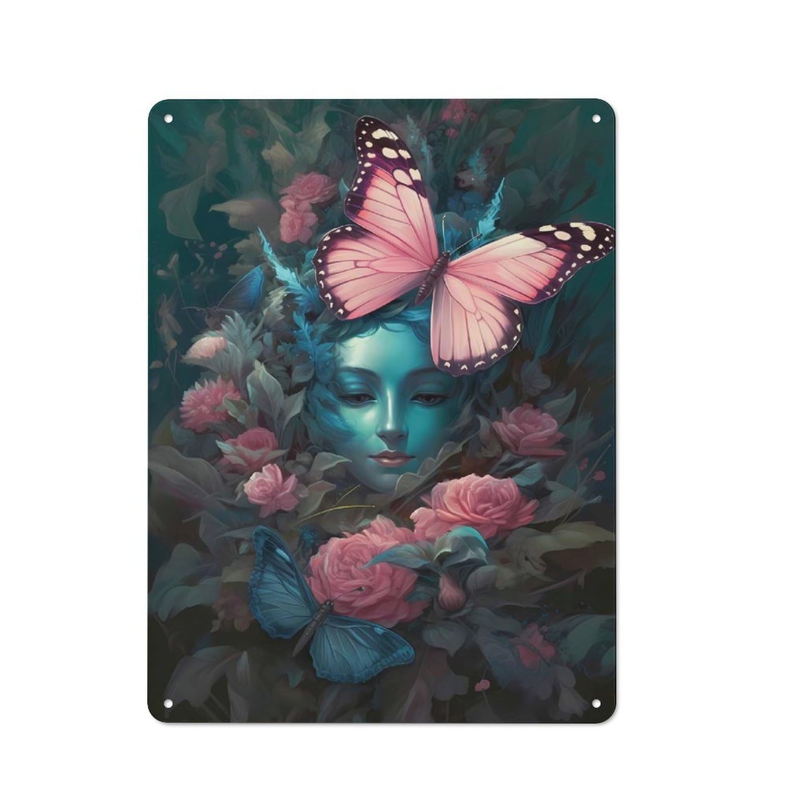 Junmoney Butterfly Elegant Tin Wall Plaque 40X30cm With For Bar Or Restaurant, Housewarming Wall Decor For People Furnishing Bar And Restaurant