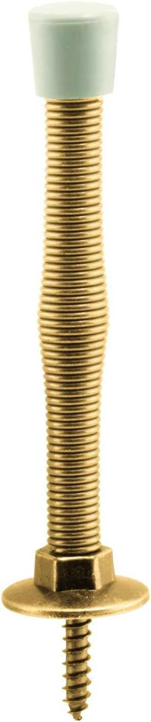 Prime-Line MP9000-100 Rigid Door Stop, Steel Construction, Bright Brass, Rubber Tip, Baseboard Mount (100 Pack)