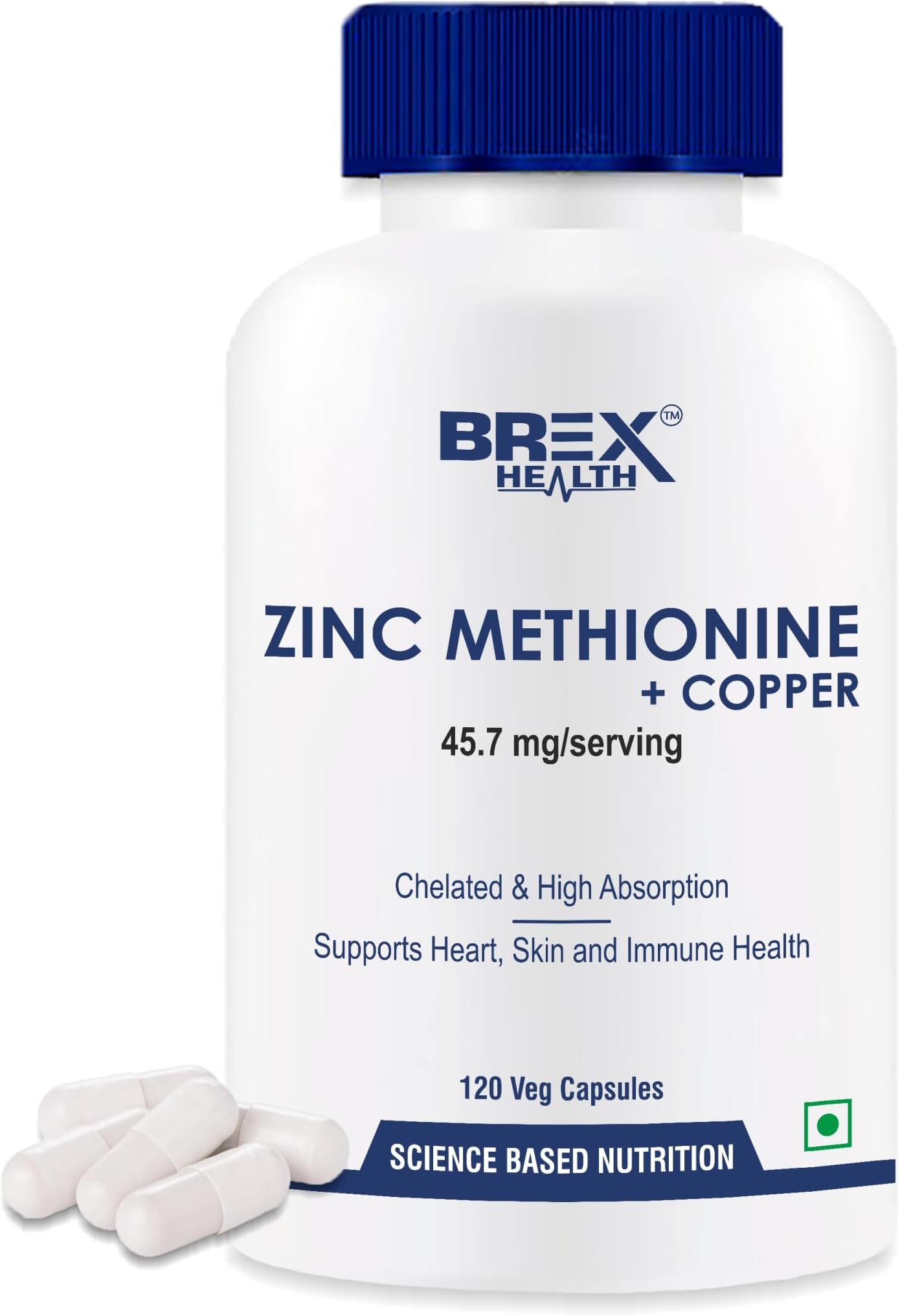 Zinc Methionine Plus Chelated Copper | Antioxidant Supplement | Supports Immune Health - 120 Veg Capsules