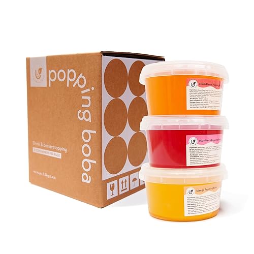 Hojalicious - PoppingBoba Variety Set (Pack of 3, 500g) (Mango, Strawbery, Peach) - Mango, Strawbery, Peach