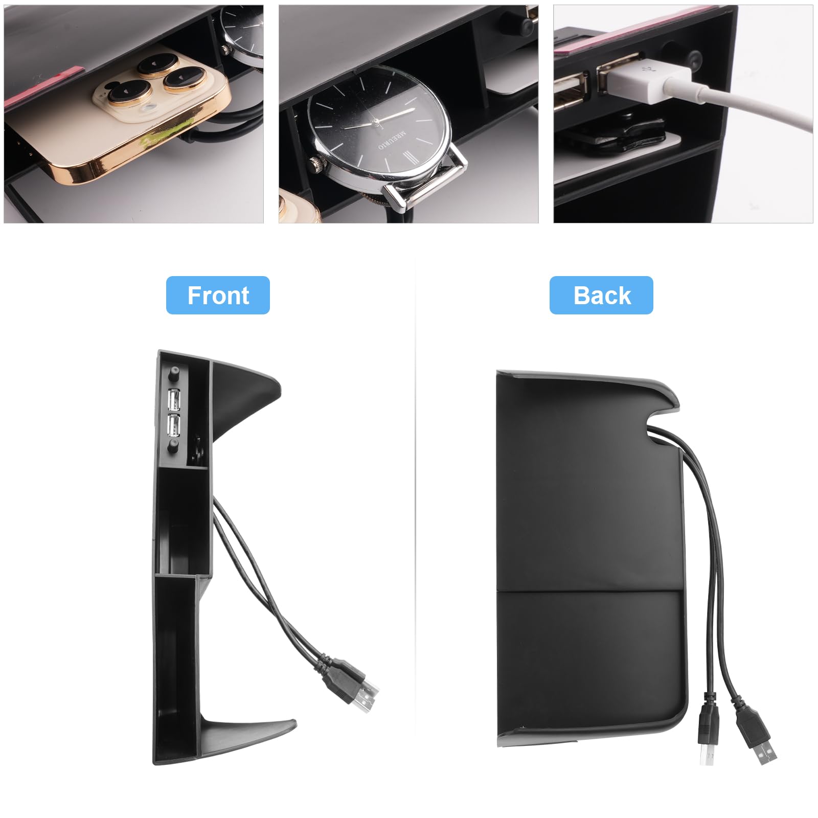 Scatola Portaoggetti del Console Centrale Compatibile con Toyota RAV4 2019-2025, Portaoggetti del Bracciolo Centrale, RAV4 Accessori Organizer per Braccioli con USB Ricaricabile