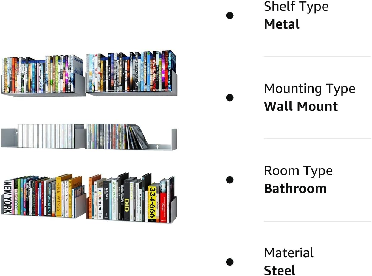 Buy Wallniture Bali White U Shape Floating Shelves for Wall, CD DVD